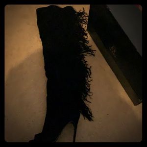Stella thigh high fringe boots